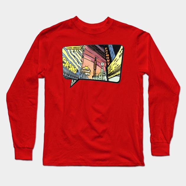 Fremont Street - Las Vegas Comic Long Sleeve T-Shirt by Black Country Vlogger